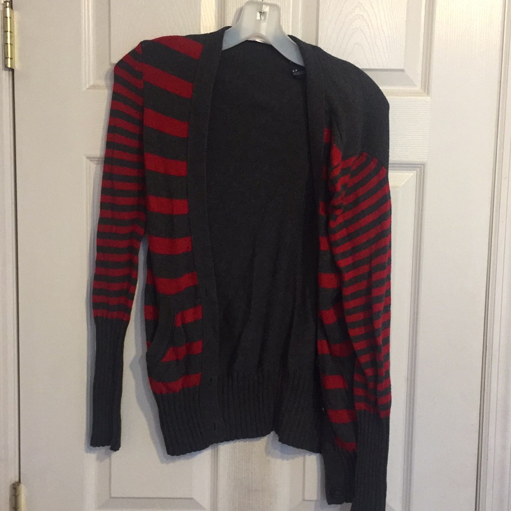 Red & Gray Stripped Sweater